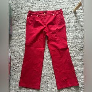 Escada Bright Red Women's Pants with Gold Button Size 44